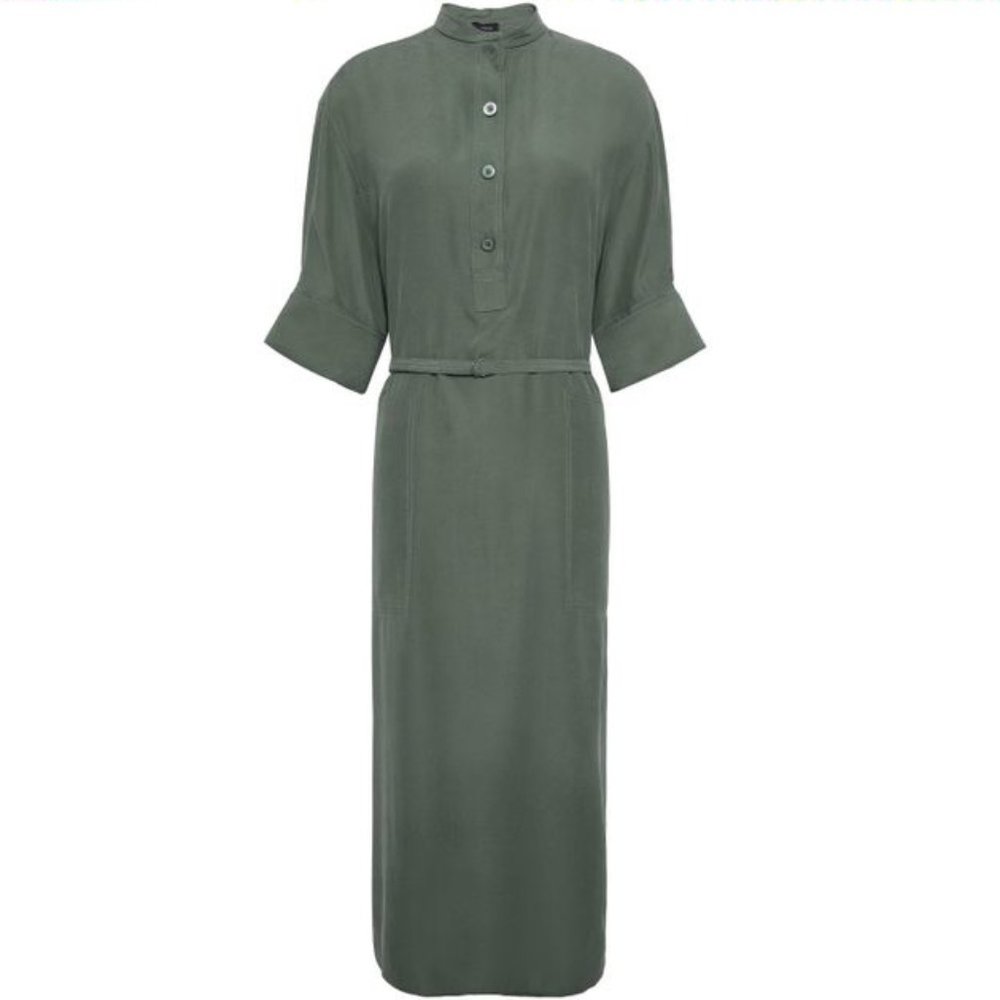 Joseph Belted Barker Silk Olive Day Dress size 8